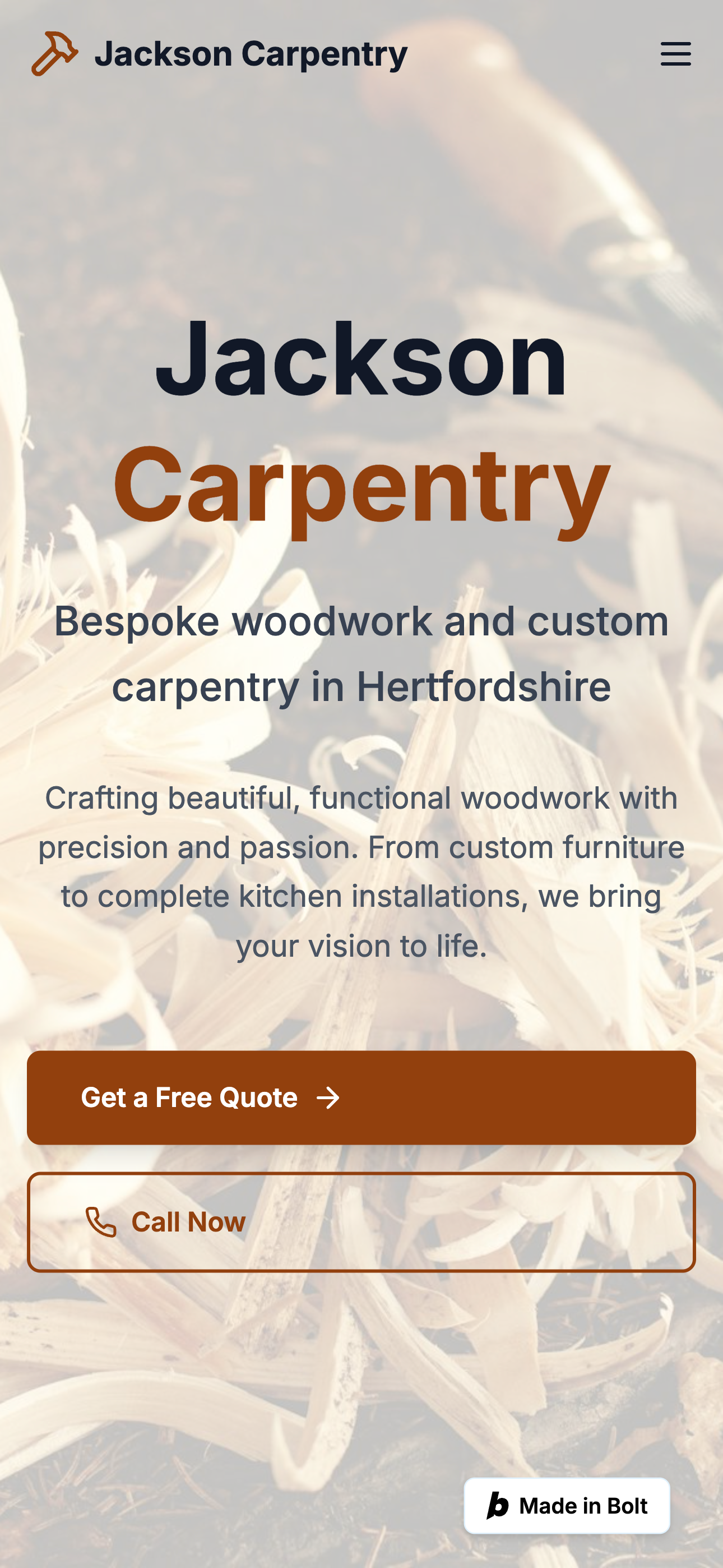 Jackson Carpentry website preview